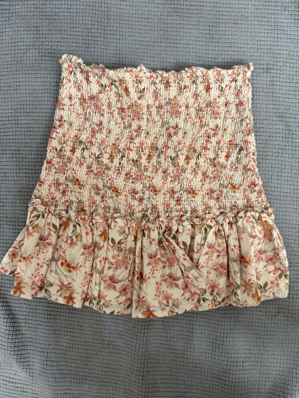Tularosa Pink Cream Floral Smocked Mini Skirt